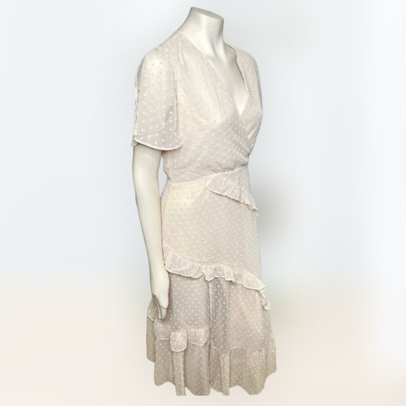 Lulus | Swiss Dot Ruffled Midi Dress in Cream NWT Style: Next to You - Picture 3 of 10